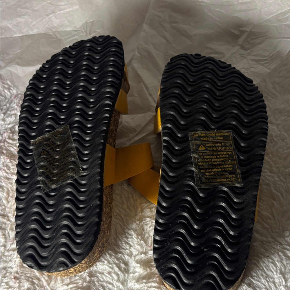 Yellow Double Strap Buckle Sandals - Picture 6 of 7